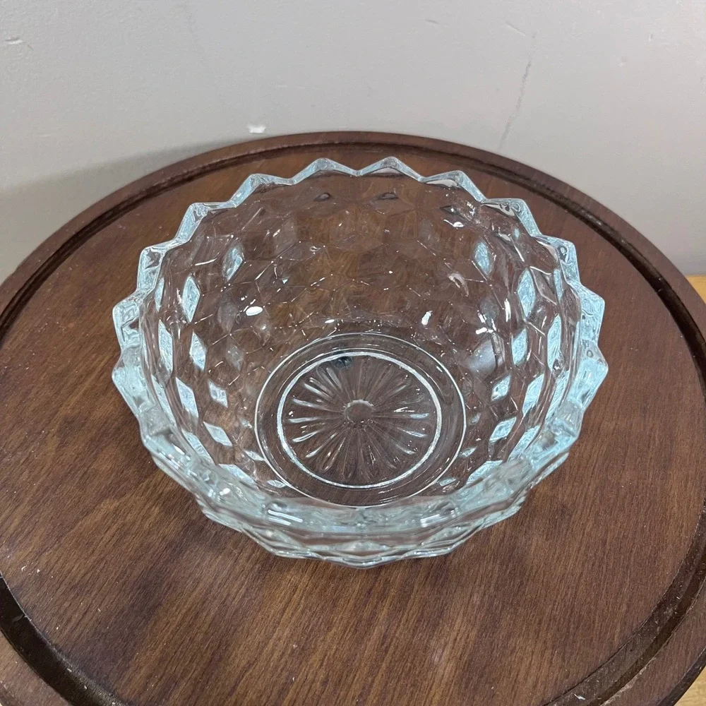 Vtg HOMCO Cubist Fairy Lamp Base Clear Glass Diamond Pattern Replacement Part